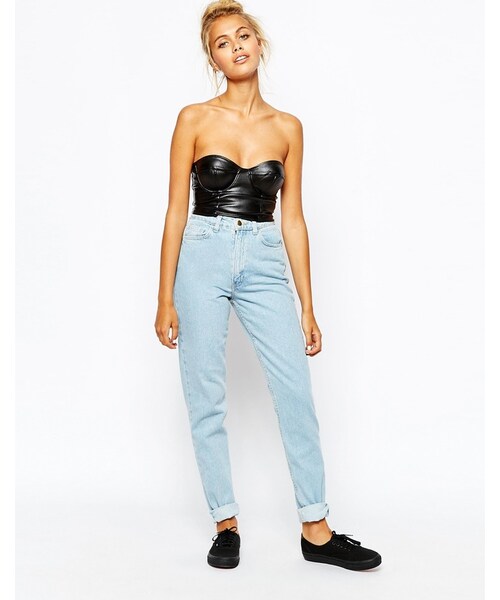 American Apparel（アメリカンアパレル）の「American Apparel Cropped Bralet In Vegan Leather（デニムパンツ・レディース・Black・M-US 8/S-US 6/XS-US 4）」の4枚目の写真