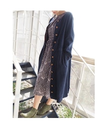kapuwa（カプワ）の「コーデュロイノーカラーロングコート navy（ノー 