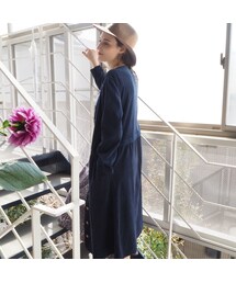 kapuwa（カプワ）の「コーデュロイノーカラーロングコート navy（ノー 