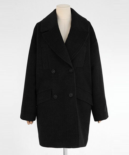 DHOLIC（ディーホリック）の「ダブルボタンハーフコート（その他アウター・レディース・ブラウン/ブラックグレー/ワイン・FREE）」の2枚目の写真