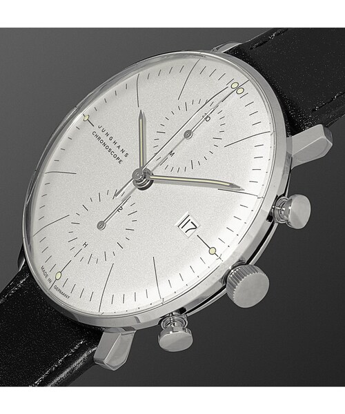 Junghans（ユンハンス）の「Junghans Max Bill Chronograph Stainless Steel and Leather Watch（アナログ腕時計・メンズ・Black・One Size）」の5枚目の写真