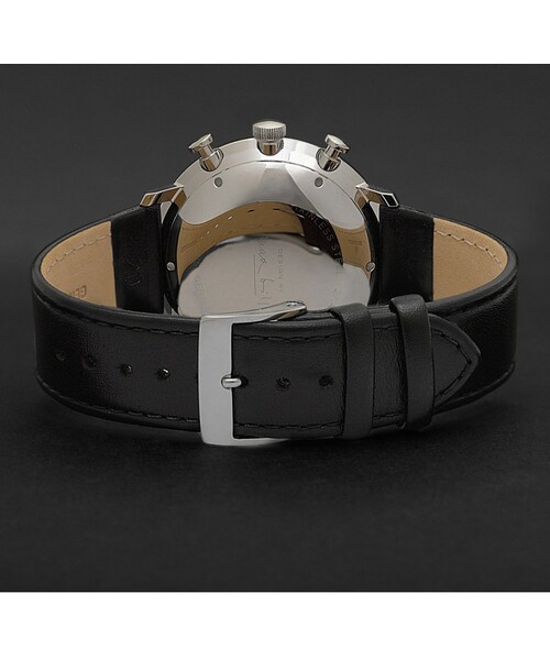 Junghans（ユンハンス）の「Junghans Max Bill Chronograph Stainless Steel and Leather Watch（アナログ腕時計・メンズ・Black・One Size）」の2枚目の写真