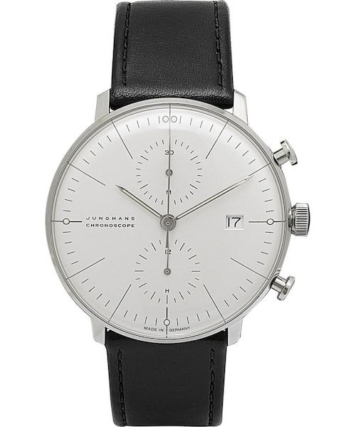 Junghans（ユンハンス）の「Junghans Max Bill Chronograph Stainless Steel and Leather Watch（アナログ腕時計・メンズ・Black・One Size）」の9枚目の写真