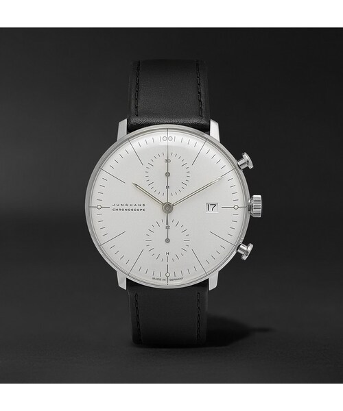 Junghans（ユンハンス）の「Junghans Max Bill Chronograph Stainless Steel and Leather Watch（アナログ腕時計・メンズ・Black・One Size）」の4枚目の写真