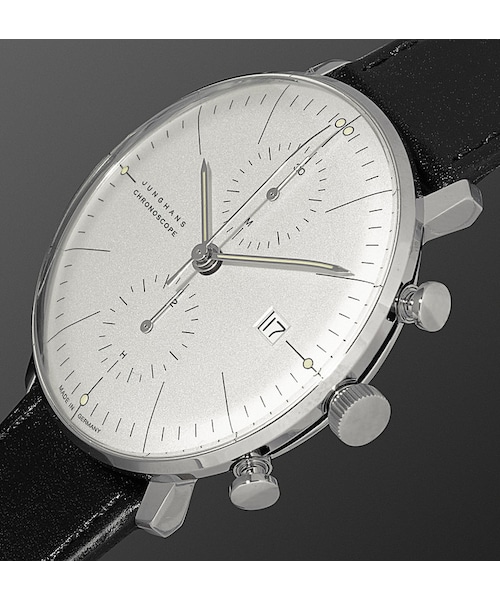 Junghans（ユンハンス）の「Junghans Max Bill Chronograph Stainless Steel and Leather Watch（アナログ腕時計・メンズ・Black・One Size）」の8枚目の写真