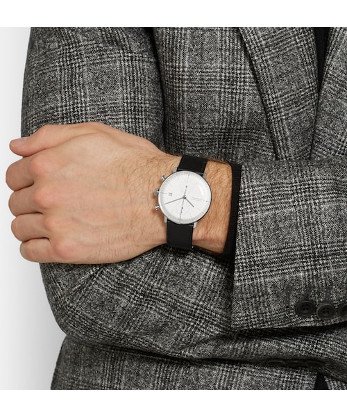 Junghans（ユンハンス）の「Junghans Max Bill Chronograph Stainless Steel and Leather Watch（アナログ腕時計・メンズ・Black・One Size）」の10枚目の写真