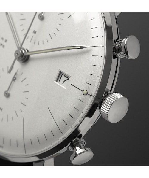 Junghans（ユンハンス）の「Junghans Max Bill Chronograph Stainless Steel and Leather Watch（アナログ腕時計・メンズ・Black・One Size）」の7枚目の写真
