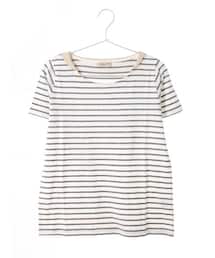 Samansa Mos2 | ボーダーセーラーカラーカットソー(トップス)