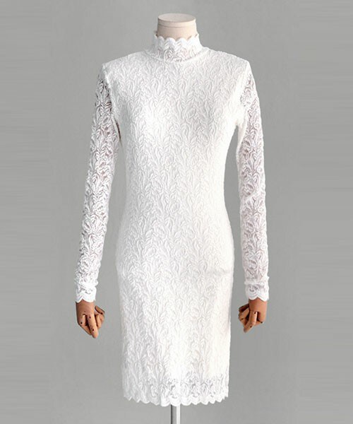 DHOLIC（ディーホリック）の「バックオープンスリムレースドレス（ドレス・レディース・ブラック/ホワイトアイボリー・FREE）」の2枚目の写真