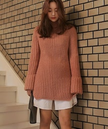 DHOLIC | ロールアップフレアスリーブハイネックニットプルオーバー(ニット/セーター)