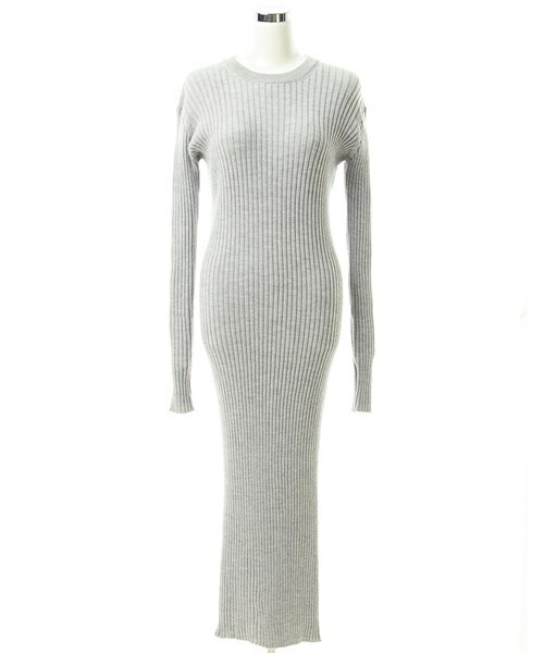 DRWCYS（ドロシーズ）の「リブニットロングワンピース（ワンピース・レディース・ボーダー/アイボリー/ブラック/グレー/カーキ/ネイビー/ボルドー・M）」の4枚目の写真