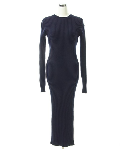 DRWCYS（ドロシーズ）の「リブニットロングワンピース（ワンピース・レディース・ボーダー/アイボリー/ブラック/グレー/カーキ/ネイビー/ボルドー・M）」の6枚目の写真