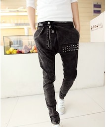 STORES.jp | サルエルパンツ★スタッズ付き★ロック★K-POP【送料無料】(デニムパンツ)