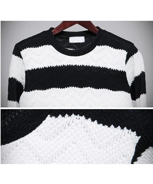 STORES.jp（ストアーズドットジェーピー）の「ストライプセーター★ハイセンス×モード★2色★【送料無料】（スタジャン・メンズ・その他）」の7枚目の写真