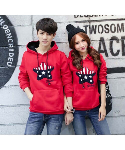 STORES.jp(ストアーズドットジェーピー)の「プルオーバーパーカー★3色★星(スター)柄★ペアルック★【送料無料】(スタジャン・メンズ・その他)」の1枚目の写真