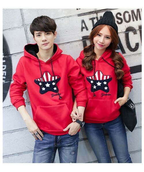 STORES.jp(ストアーズドットジェーピー)の「プルオーバーパーカー★3色★星(スター)柄★ペアルック★【送料無料】(スタジャン・メンズ・その他)」の3枚目の写真