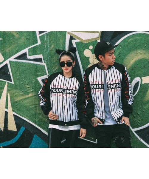 STORES.jp（ストアーズドットジェーピー）の「ストライプ柄スタジャン★ユニセックス・ペアルック★2色★ストリート×モード★【送料無料】（スタジャン・メンズ・その他）」の6枚目の写真