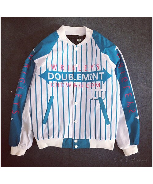 STORES.jp（ストアーズドットジェーピー）の「ストライプ柄スタジャン★ユニセックス・ペアルック★2色★ストリート×モード★【送料無料】（スタジャン・メンズ・その他）」の2枚目の写真