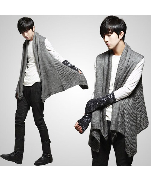 STORES.jp（ストアーズドットジェーピー）の「ノースリーブ★ニットベストカーディガン★2色★クール★【送料無料】（スタジャン・メンズ・その他）」の2枚目の写真