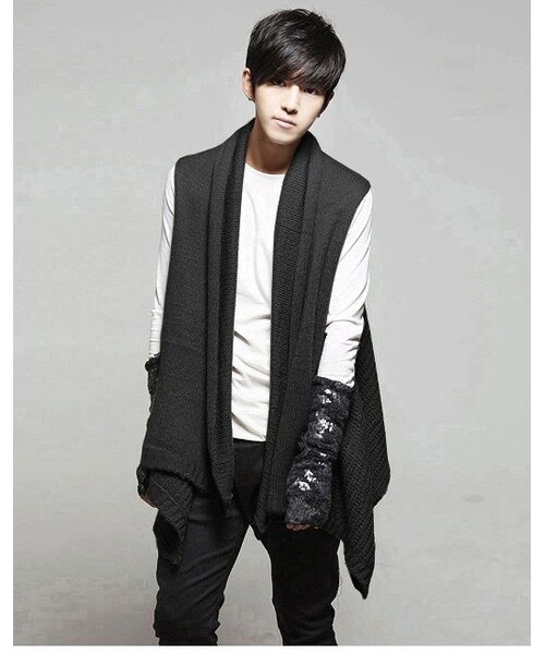 STORES.jp（ストアーズドットジェーピー）の「ノースリーブ★ニットベストカーディガン★2色★クール★【送料無料】（スタジャン・メンズ・その他）」の3枚目の写真