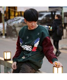 STORES.jp | バイカラー×切替加工スウェット★星柄★スタイリッシュ★【送料無料】(スタジャン)