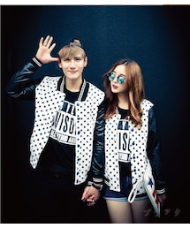 STORES.jp | 星(スター)柄★レザー切り替え★スタジャン★2色★ユニセックス・ペアルック★【送料無料】(スタジャン)