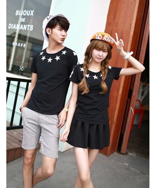 STORES.jp（ストアーズドットジェーピー）の「星(スター)柄Ｔシャツ★半袖★ユニセックス・ペアルック★2色【送料無料】（スタジャン・メンズ・その他）」の5枚目の写真