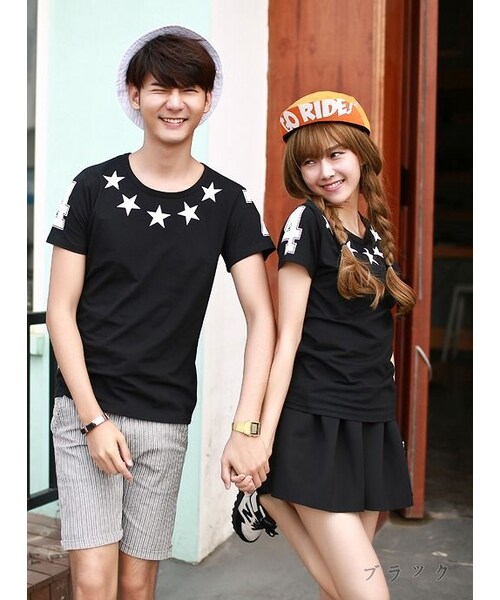 STORES.jp（ストアーズドットジェーピー）の「星(スター)柄Ｔシャツ★半袖★ユニセックス・ペアルック★2色【送料無料】（スタジャン・メンズ・その他）」の4枚目の写真