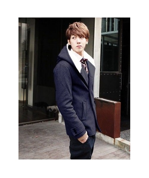 STORES.jp（ストアーズドットジェーピー）の「Pコート★フード付き★ボア加工★2色★防寒×スマート【送料無料】（スタジャン・メンズ・その他）」の6枚目の写真