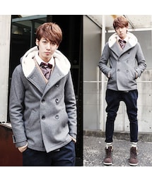 STORES.jp | Pコート★フード付き★ボア加工★2色★防寒×スマート【送料無料】(スタジャン)