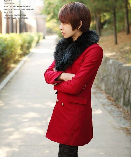 STORES.jp（ストアーズドットジェーピー）の「ロング丈ピーコート★2色★クール★ハイセンス★ファー付き★【送料無料】（スタジャン・メンズ・その他）」の4枚目の写真