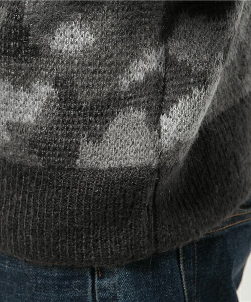 UNION STATION（ユニオンステーション）の「samrt【スマート】12月号　P91　成宮 寛貴さん着用商品　モヘア　カモ柄ニット（ニット/セーター・メンズ・ブラック/カーキ・MEDIUM/LARGE/LL）」の7枚目の写真