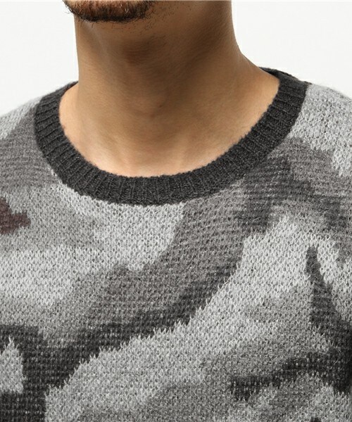 UNION STATION（ユニオンステーション）の「samrt【スマート】12月号　P91　成宮 寛貴さん着用商品　モヘア　カモ柄ニット（ニット/セーター・メンズ・ブラック/カーキ・MEDIUM/LARGE/LL）」の5枚目の写真