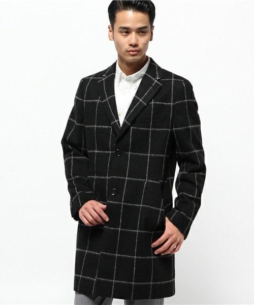 bow&arrows 日本製　ウィンドウペンチェック　ウール　チェスターコート CROWDED CLOSET（クラウデッドクローゼット）の「ウールモッサ