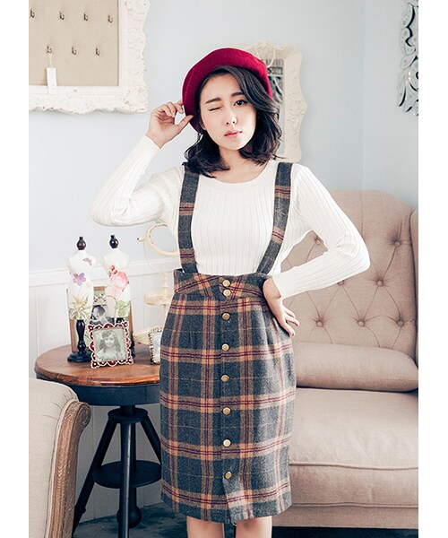 gracegift（グレースギフト）の「百搭合身坑條針織上衣（その他・レディース・黑/白・F）」の3枚目の写真