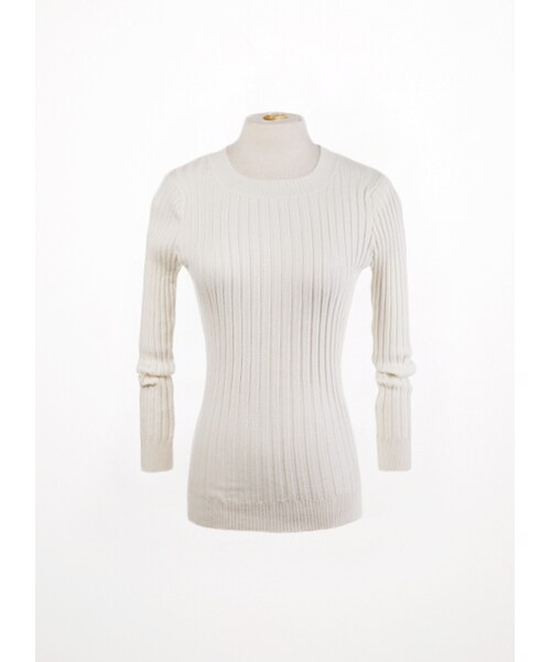 gracegift（グレースギフト）の「百搭合身坑條針織上衣（その他・レディース・黑/白・F）」の2枚目の写真