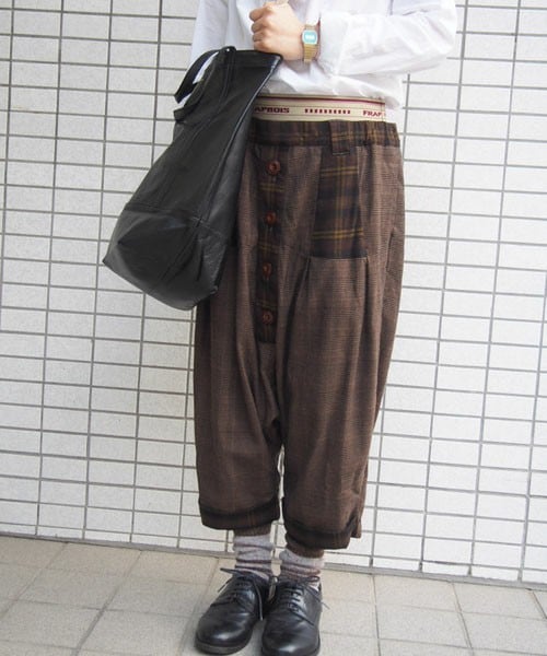 FRAPBOIS（フラボア）の「チェックダイ（その他パンツ・レディース・ネイビー/ブラウン・1/0）」の2枚目の写真