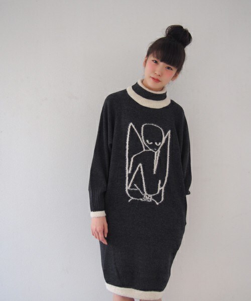 FRAPBOIS（フラボア）の「クレートリコ（ワンピース・レディース・オフホワイト/グレー/チャコールグレー・1）」の2枚目の写真