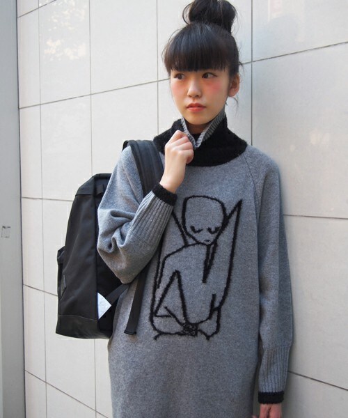 FRAPBOIS（フラボア）の「クレートリコ（ワンピース・レディース・オフホワイト/グレー/チャコールグレー・1）」の14枚目の写真