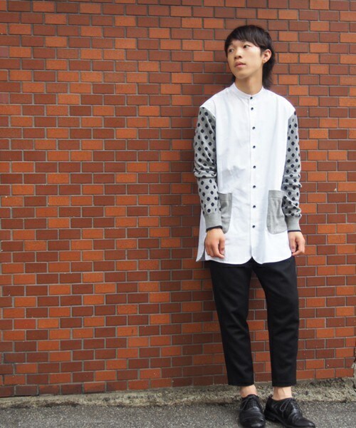 FRAPBOIS（フラボア）の「ジェームッシュ　ロング丈シャツ（シャツ/ブラウス・メンズ・ホワイト/ブラック・2/3）」の11枚目の写真