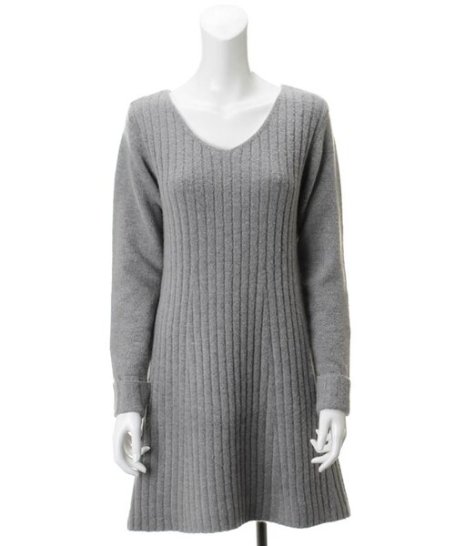 31 Sons de mode（トランテアン　ソン　ドゥ　モード）の「アンゴラタッチリブフレアニットワンピース（ワンピース/ドレス・レディース・ライトグレー/ピンク/キャメル・36）」の9枚目の写真