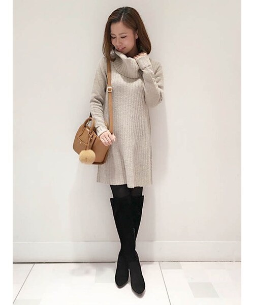 31 Sons de mode（トランテアン　ソン　ドゥ　モード）の「アンゴラタッチリブフレアニットワンピース（ワンピース/ドレス・レディース・ライトグレー/ピンク/キャメル・36）」の5枚目の写真