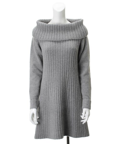 31 Sons de mode（トランテアン　ソン　ドゥ　モード）の「アンゴラタッチリブフレアニットワンピース（ワンピース/ドレス・レディース・ライトグレー/ピンク/キャメル・36）」の14枚目の写真