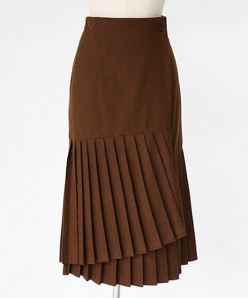 DHOLIC（ディーホリック）の「ティアードプリーツミディラップスカート（スカート・レディース・グレー/ネイビー/ブラウン・FREE）」の2枚目の写真