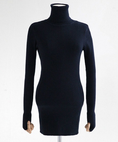 DHOLIC（ディーホリック）の「スリムフィットタートルネックプルオーバー（ニット/セーター・レディース・ホワイト/カーキ/グレー/ネイビー/ブラウン/ブラック/ブラックグレー/ワイン・FREE）」の7枚目の写真