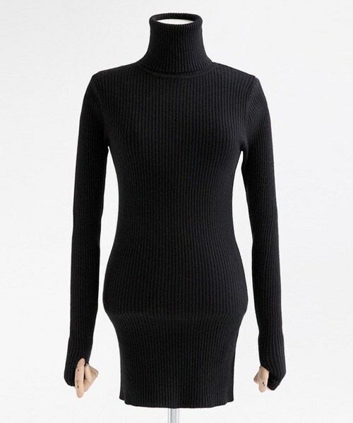 DHOLIC（ディーホリック）の「スリムフィットタートルネックプルオーバー（ニット/セーター・レディース・ホワイト/カーキ/グレー/ネイビー/ブラウン/ブラック/ブラックグレー/ワイン・FREE）」の2枚目の写真