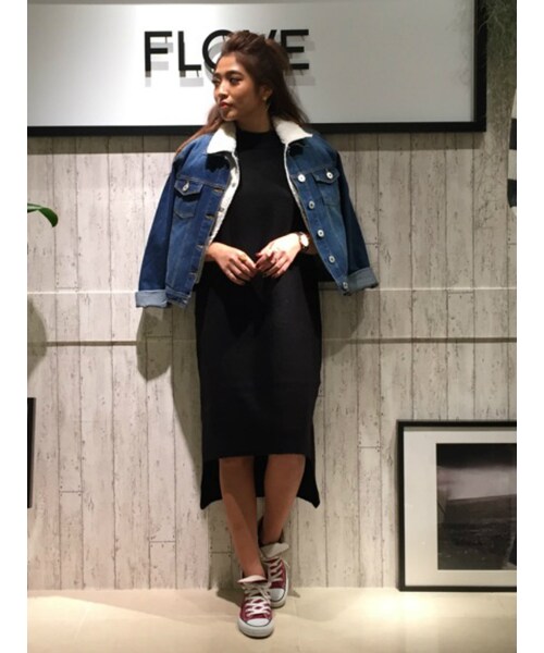 FLOVE（フローブ）の「ニットイレギュラーヘムワンピース（ワンピース/ドレス・レディース・グレー/ブラック/カーキ・F）」の4枚目の写真