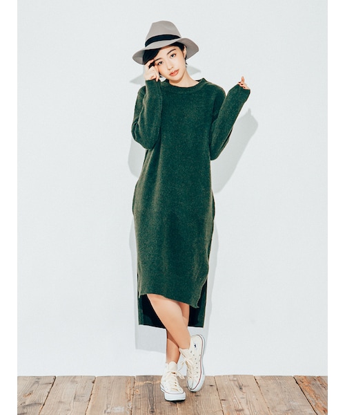 FLOVE（フローブ）の「ニットイレギュラーヘムワンピース（ワンピース/ドレス・レディース・グレー/ブラック/カーキ・F）」の6枚目の写真