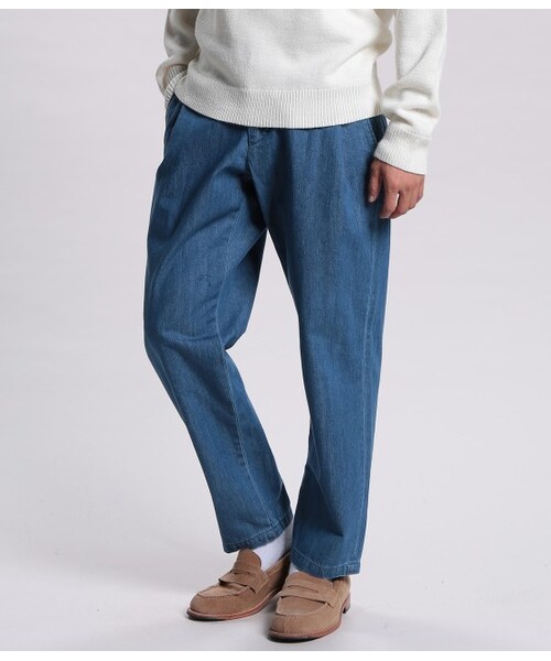 JUNRED（ジュンレッド）の「デニムワンタックワイドパンツ（パンツ・メンズ・ネイビー系/ブルー・S/M/L）」の3枚目の写真