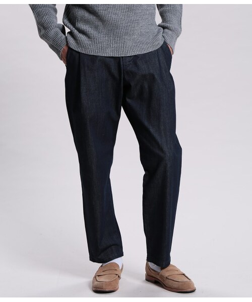 JUNRED（ジュンレッド）の「デニムワンタックワイドパンツ（パンツ・メンズ・ネイビー系/ブルー・S/M/L）」の2枚目の写真